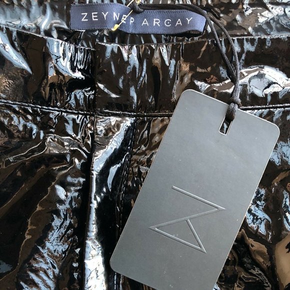Zeynep Arcay Patent Leather Pants Ankle Slits 4 - Picture 12 of 12